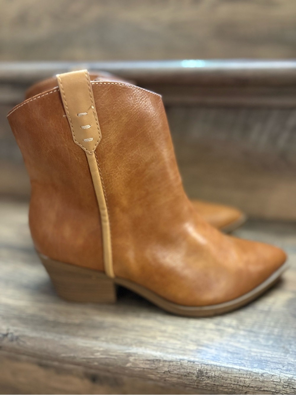 Universal Thread Tan Western-Inspired Ankle Booties